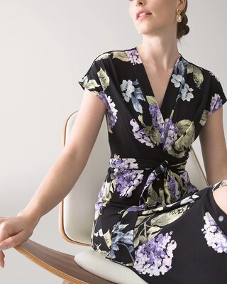 Button-Front Midi Wrap Dress