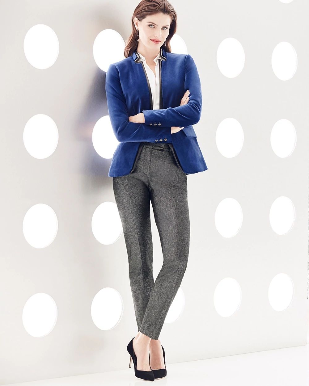 Metallic Slim Ankle Pants