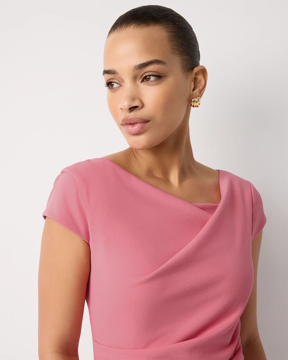 Cap Sleeve Draped Sheath Dress click to view larger image.