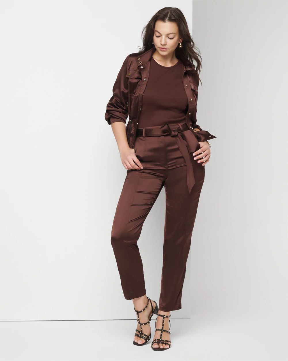 Belted Utility Straight Crop Pants
