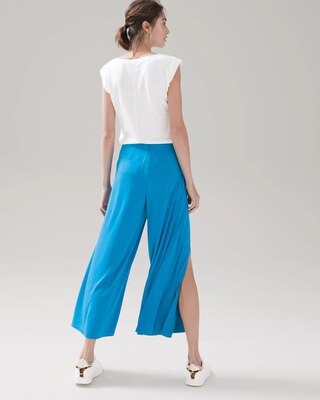 Slub Knit Tie-Front Wide-Leg Crops