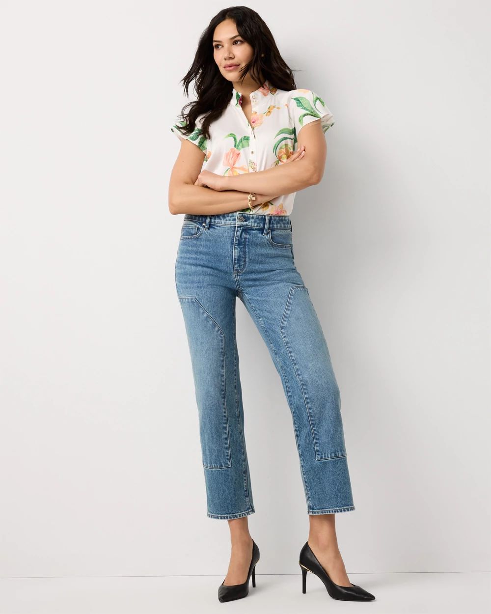 Petite Carpenter High Rise Straight Ankle Jeans