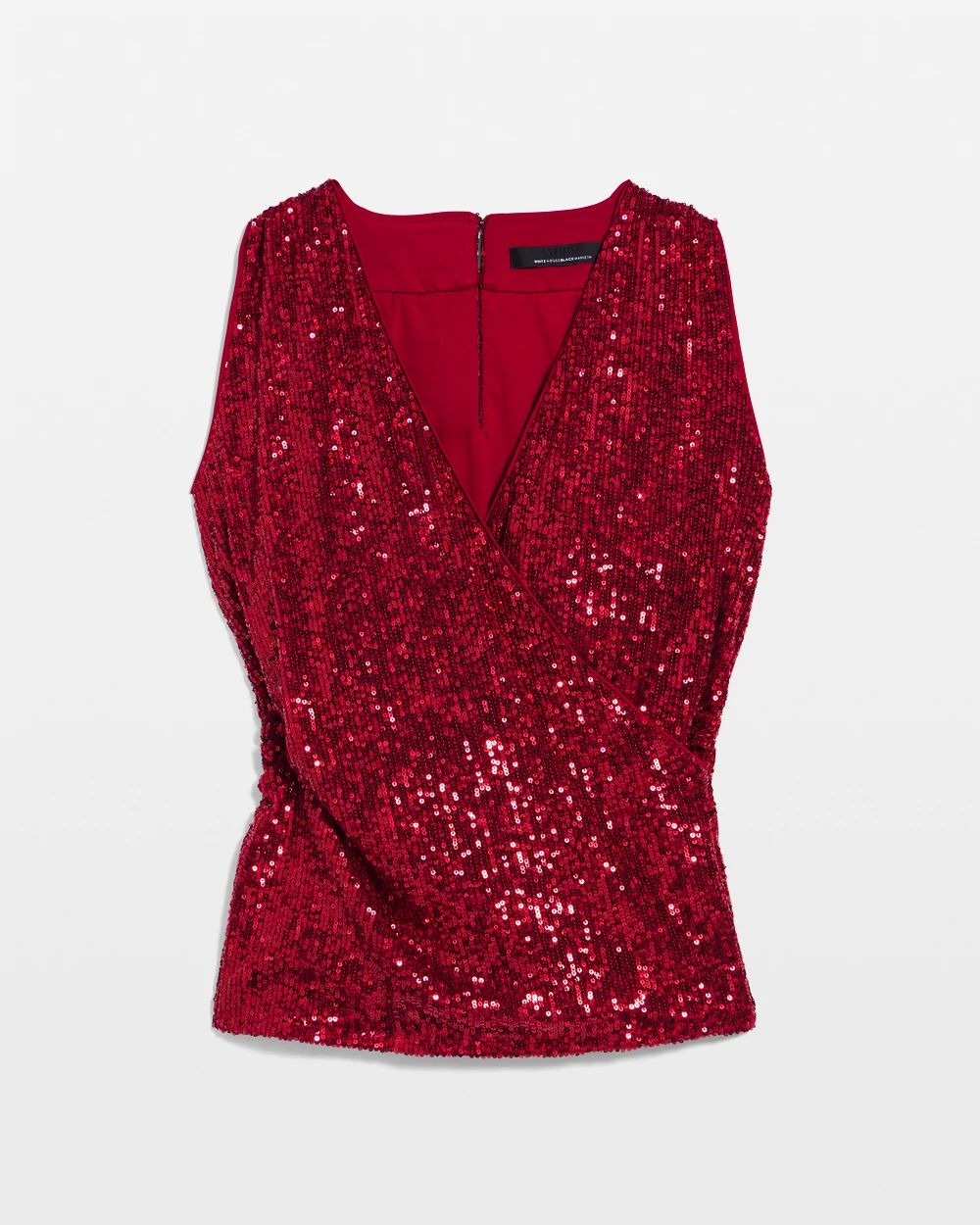 Sequin Surplice Sleeveless Top click to view larger image.