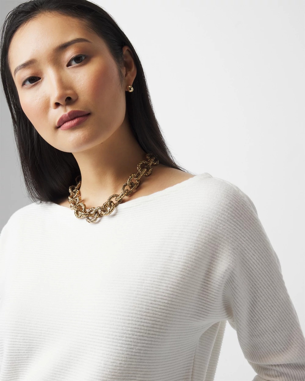 Off-The-Shoulder Ribbed Knit Pullover