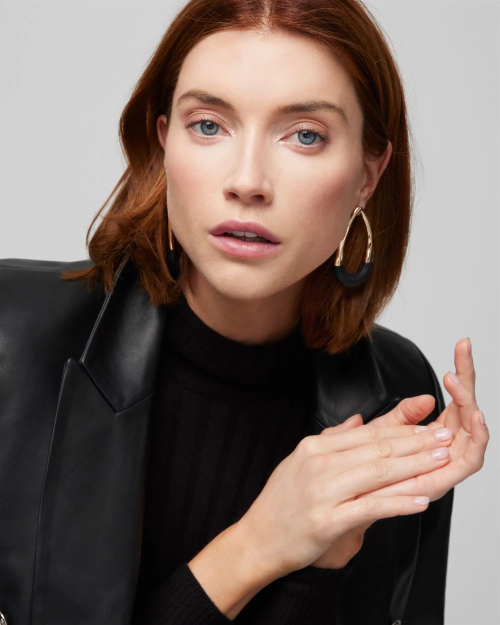 Gold Frontal Oval Hoop Earrings
