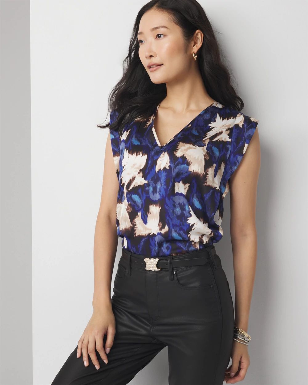Petite Ruched Shoulder Shell Top