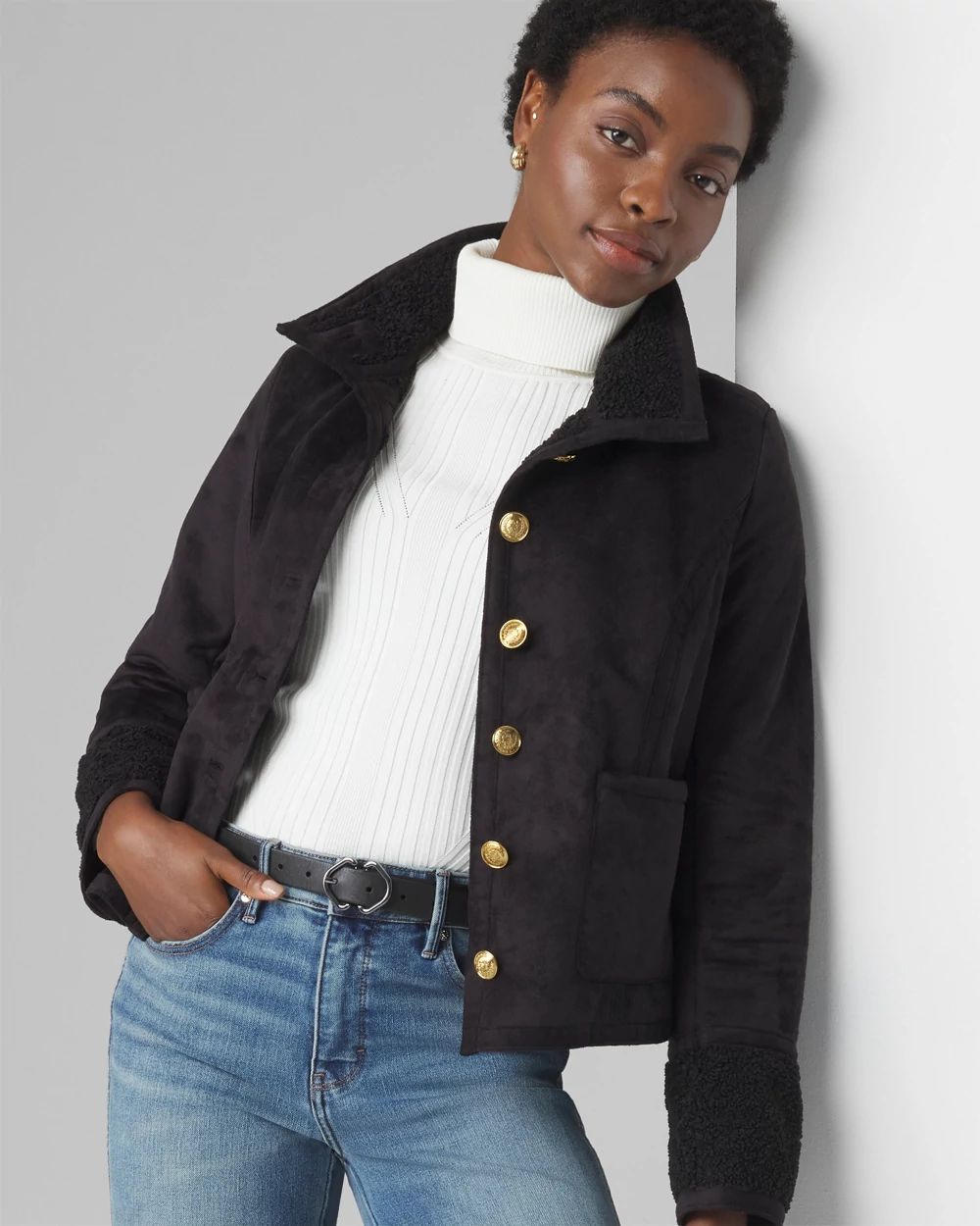 Faux Suede Shearling Jacket