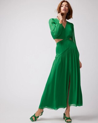 Long-Sleeve Cutout Maxi Dress