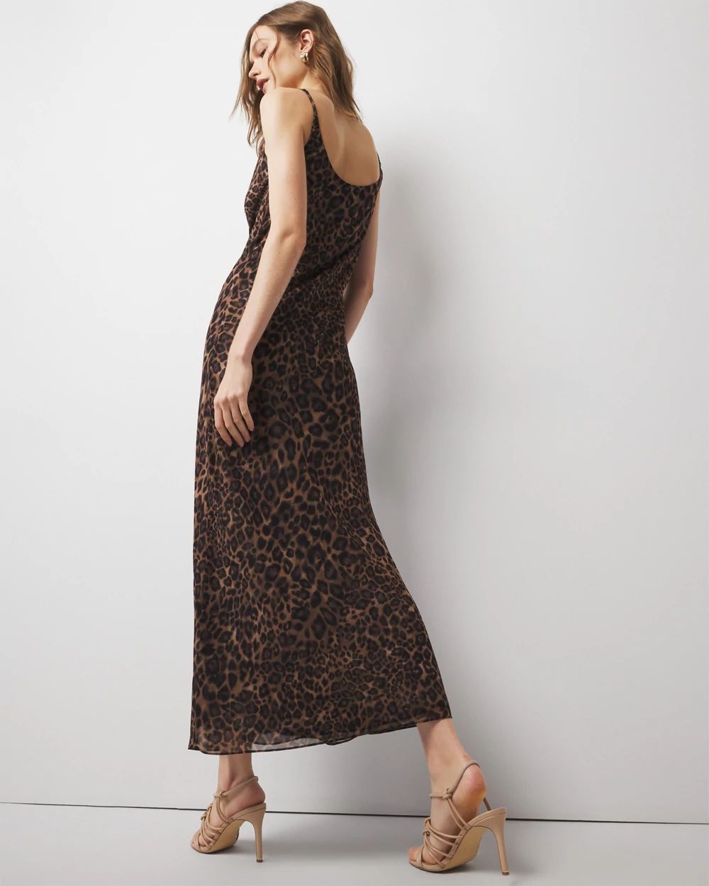 Cowl Neck Leopard Slip Dress click to view larger image.