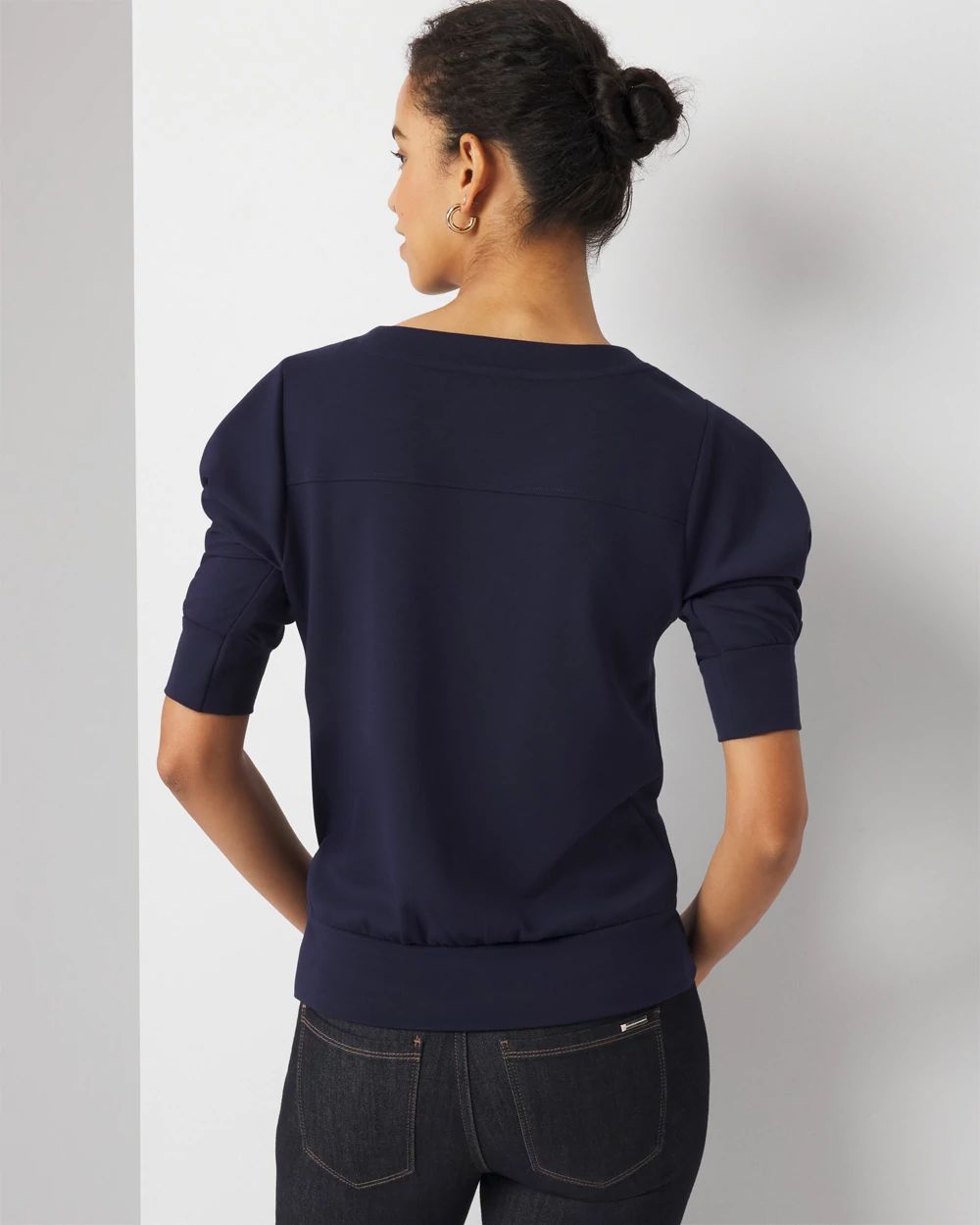 Pleated Sleeve Snit Top