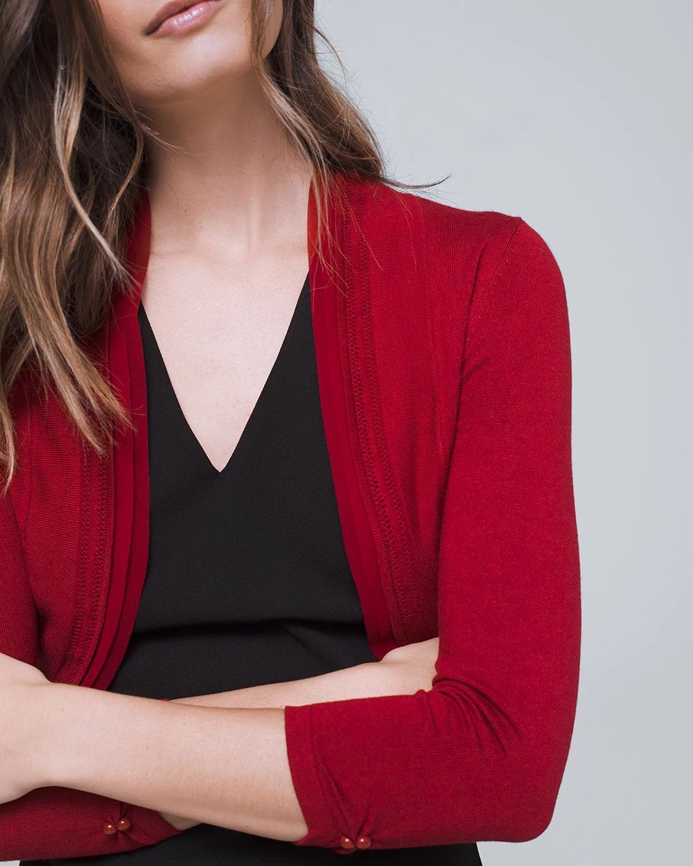Black Chiffon-Trim Shrug