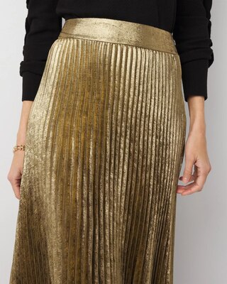 Pleated Chiffon Metallic Midi Skirt click to view larger image.