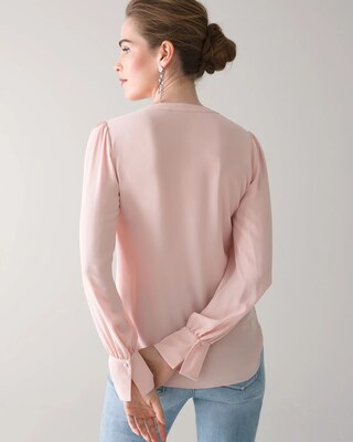 Long Sleeve Ruffle Front Blouse