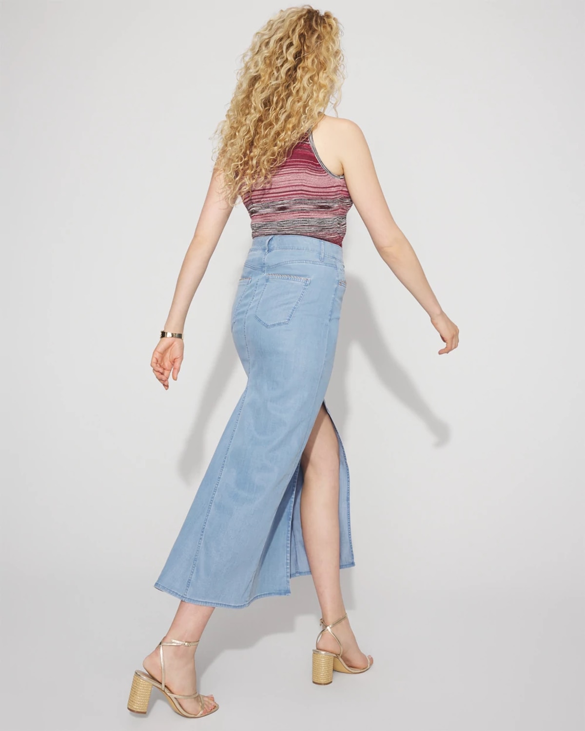 White House Black Market Chain Detail Tencel Maxi Skirt In Blue