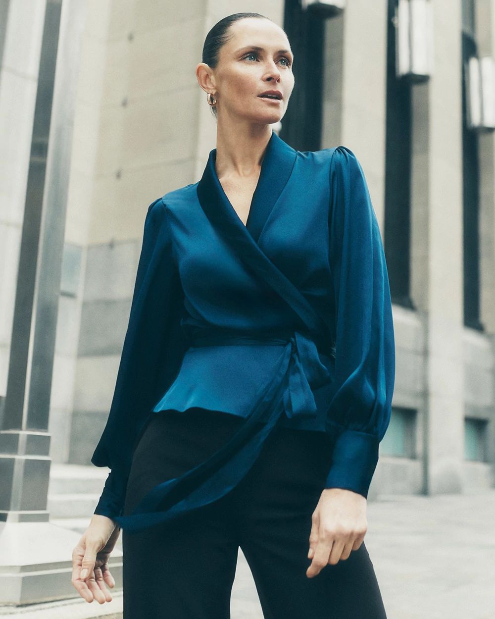 Dressy wrap blouse clearance