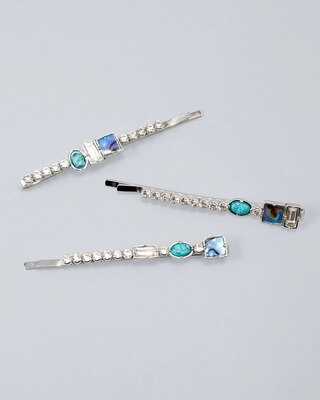 Multi-Stone Bobby Pins, Set of 3