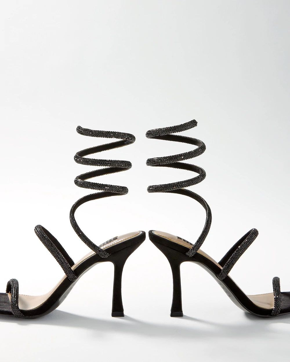 Black Embellished Wrap High Heel Sandals
