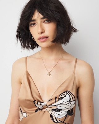 Satin Floral Slip Dress click to view larger image.