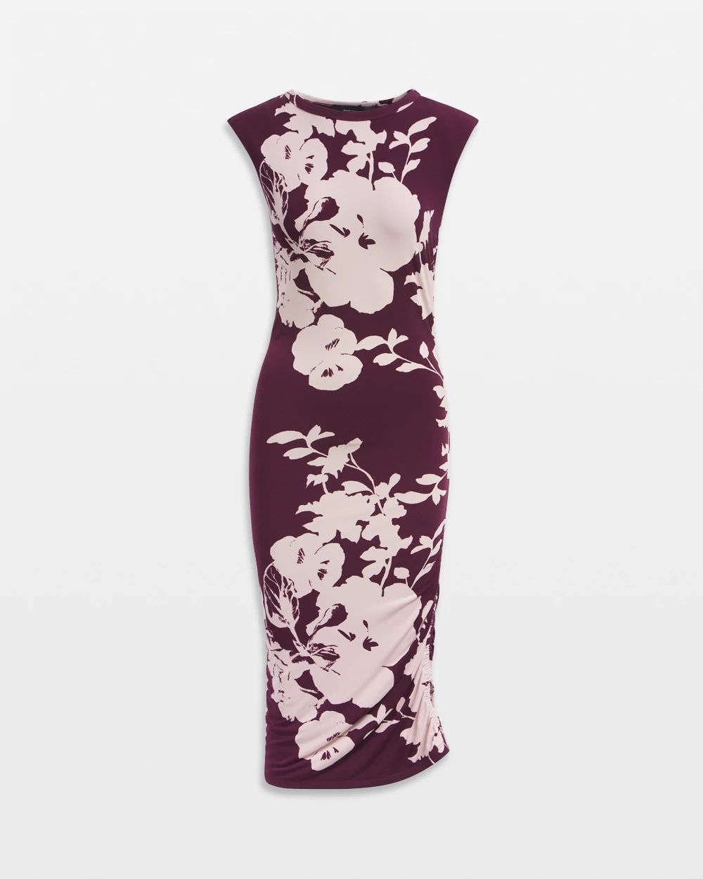 Petite Cap-Sleeve Matte Jersey Ruched Side Dress