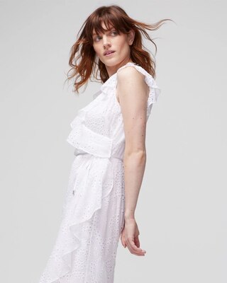 Eyelet Ruffle Wrap Dress