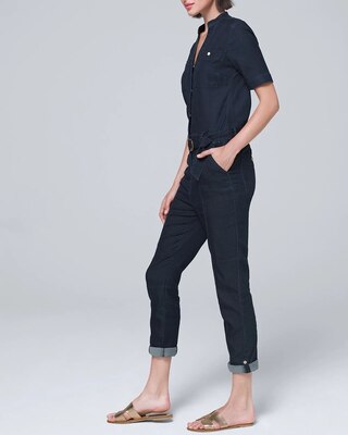 Soft Denim Cropped Jumpsuit