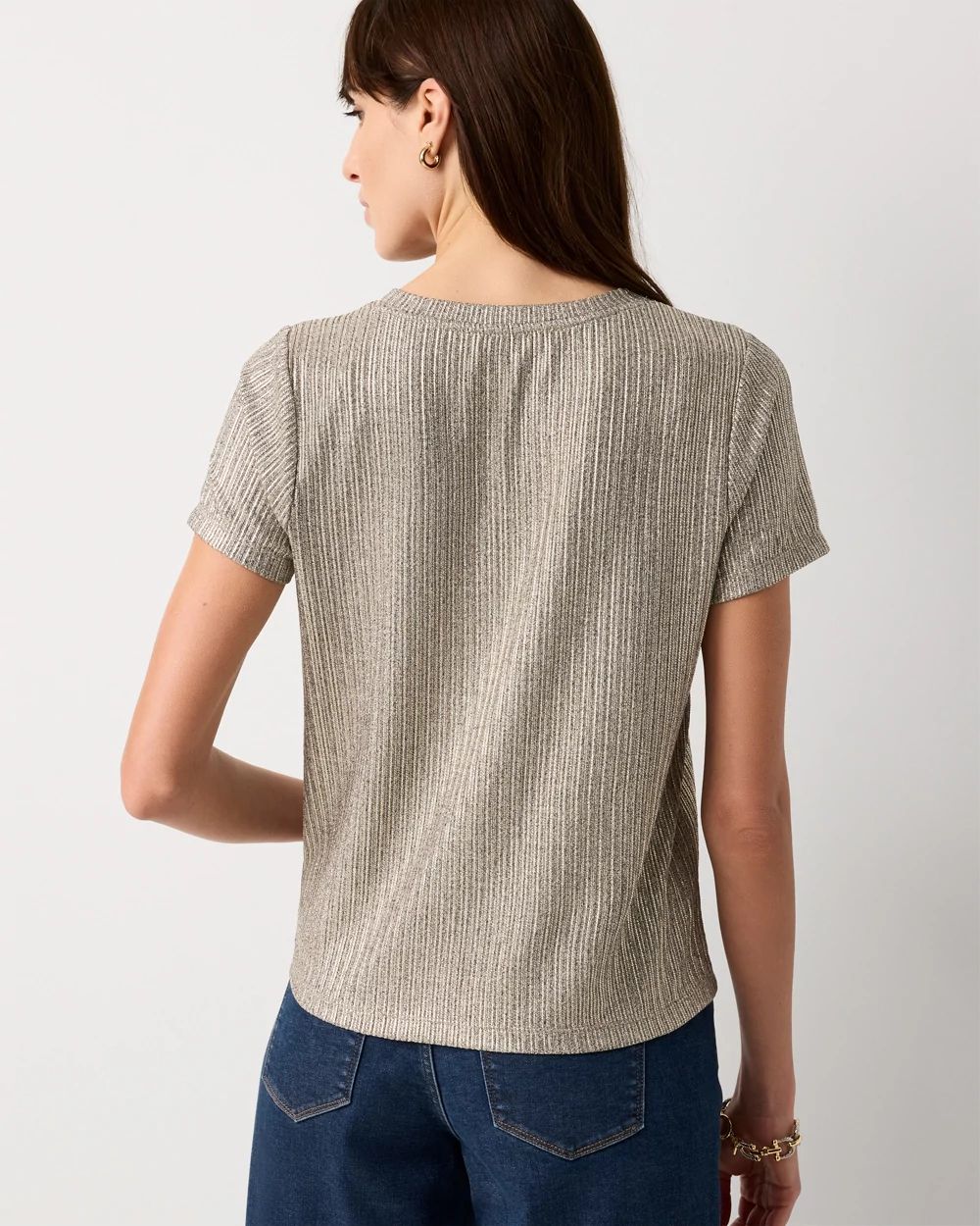 Shimmery Side Button Tee click to view larger image.