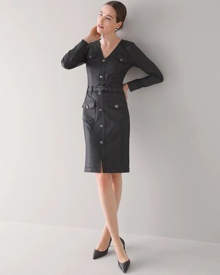 Coated Denim Shirt Dress