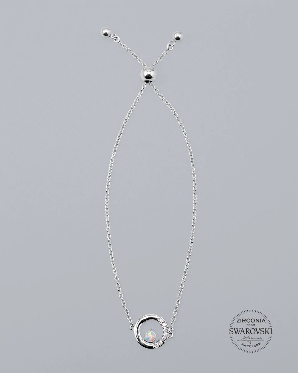 Sterling Silver Abstract Bracelet with Zirconia from Swarovski®