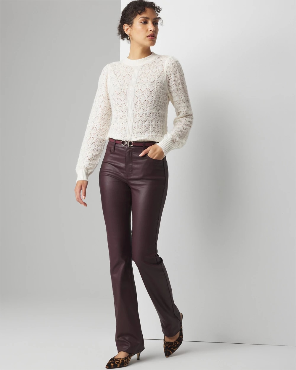 High Rise Coated Bootcut Jeans