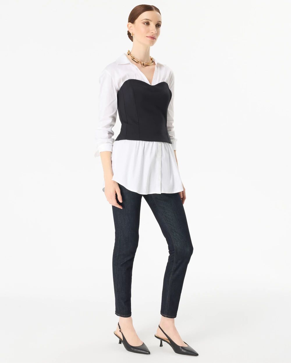 Ponte Bustier + Poplin Shirt