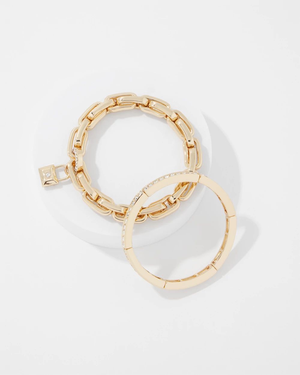 Padlock + Pavé 2-Pack Stretch Bracelets click to view larger image.