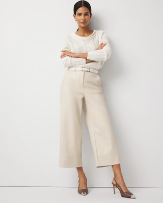 Faux Leather Wide Leg Crop Pant