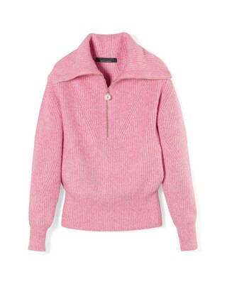 Zip-Neck Ribbed Pullover