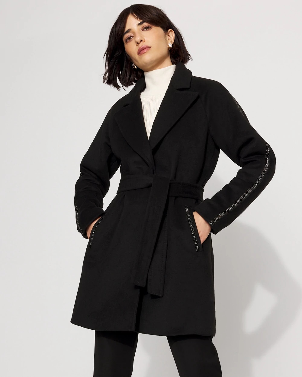 Embellished Wool-Blend Coat