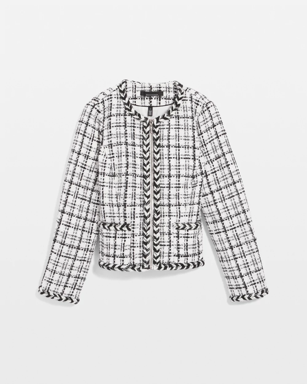 Petite Braided Trim Tweed Jacket