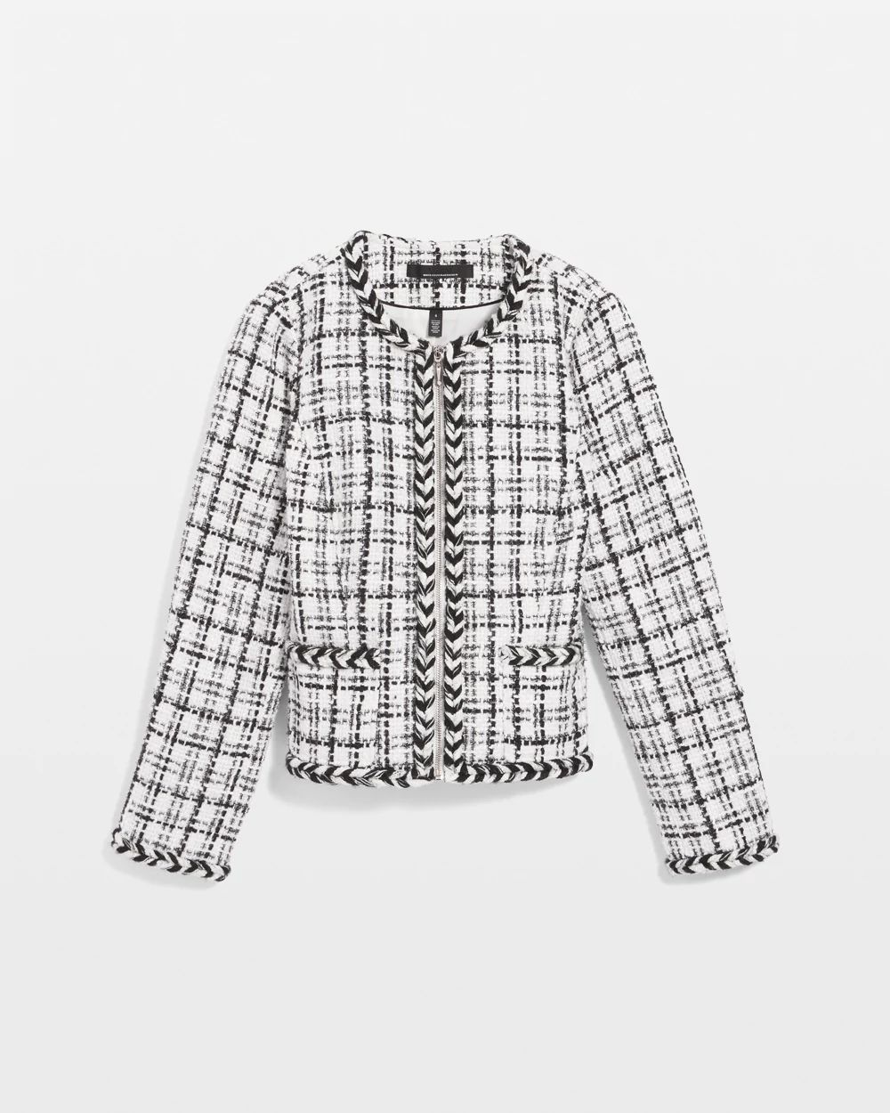 Petite Braided Trim Tweed Jacket click to view larger image.