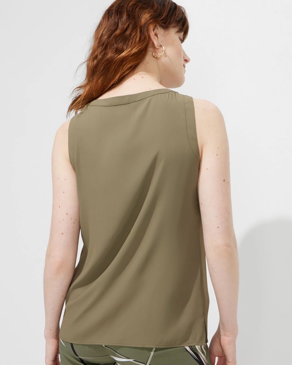 Outlet WHBM Pleated Split-Neck Shell