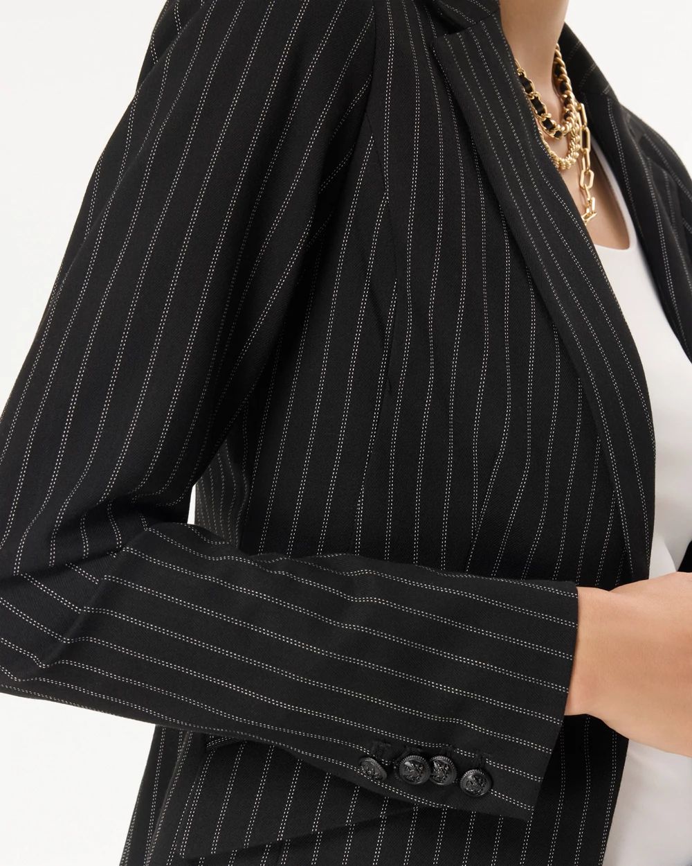 Petite Pinstripe WHBM® One-Button Blazer