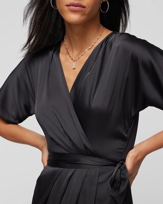 Short Sleeve Kimono Satin Wrap