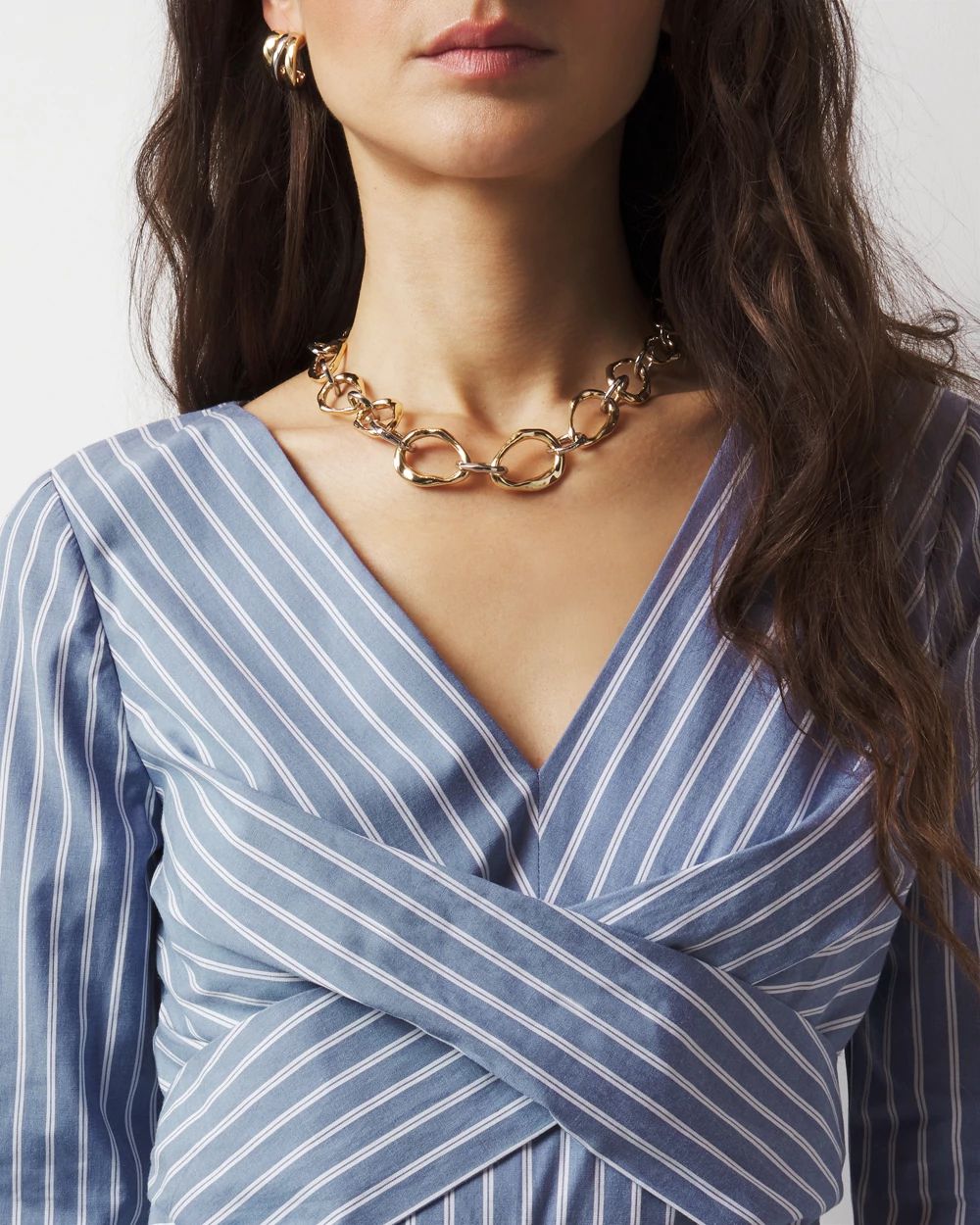 Petite Twist-Front Tie-Waist Blouse