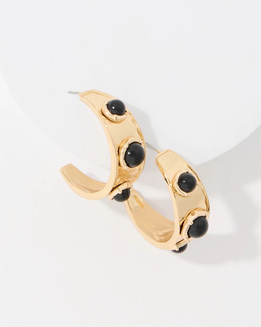 Black Cap Hoop Earrings click to view larger image.