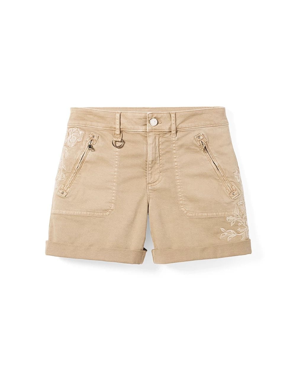 Mid-Rise Pret-A-Play Embroidered Shorts click to view larger image.