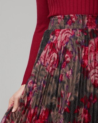 Smocked Pleated Midi Skirt