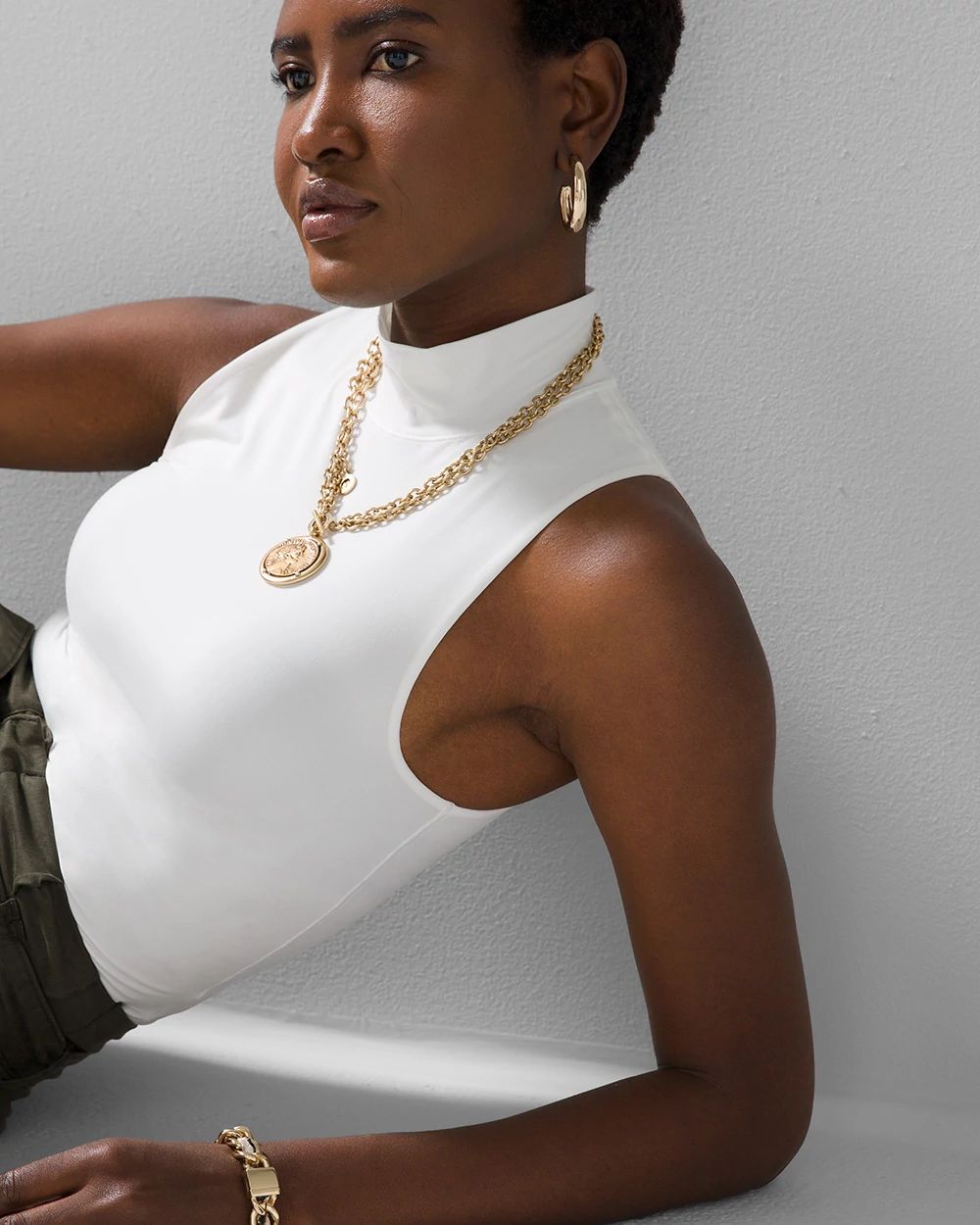 WHBM FORME™ All Ways Stretch Mock Neck Tank click to view larger image.
