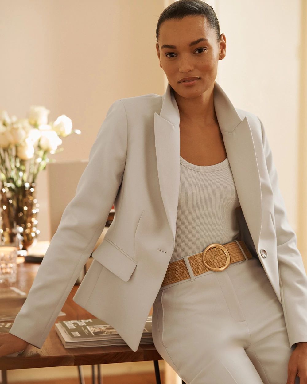 WHBM® Cropped One-Button Blazer