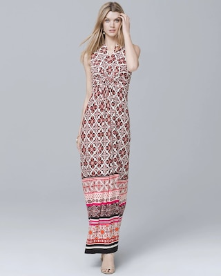 Twist-Detail Printed Knit Maxi Dress