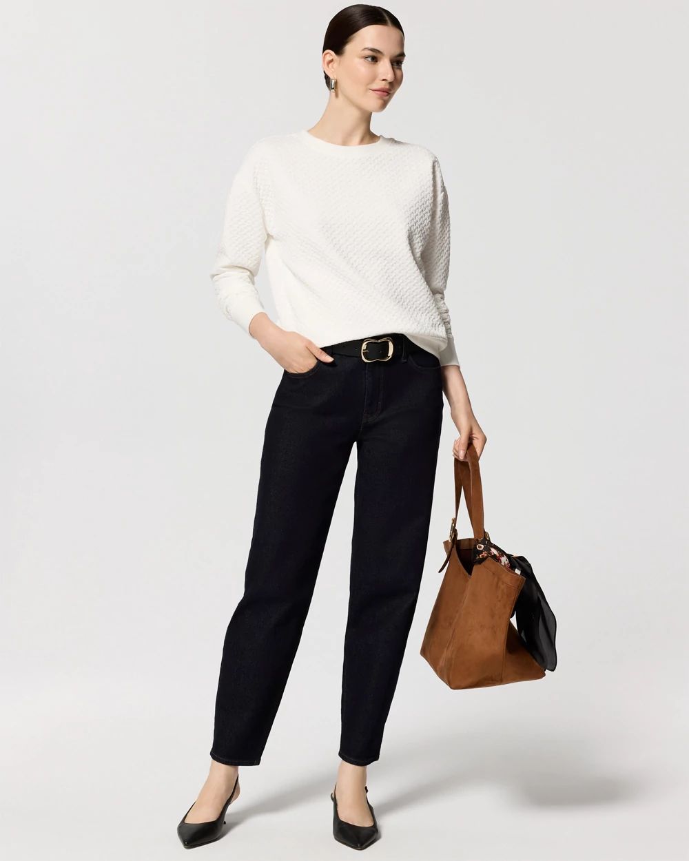 Pleated Drop Shoulder Pullover Sweater click to view larger image.