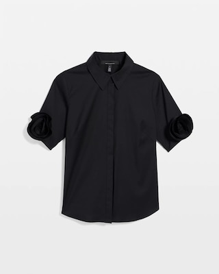 Rosette Sleeve Poplin Shirt click to view larger image.