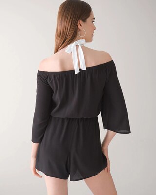 Convertible-Shoulder Romper Swim Cover-Up