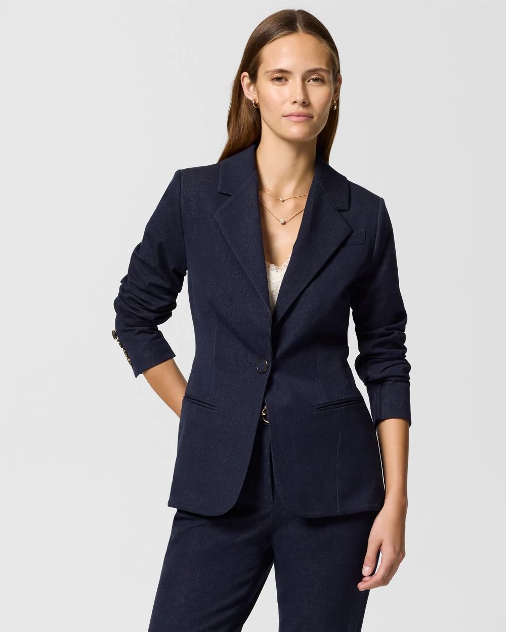 Petite Denim-Look Blazer